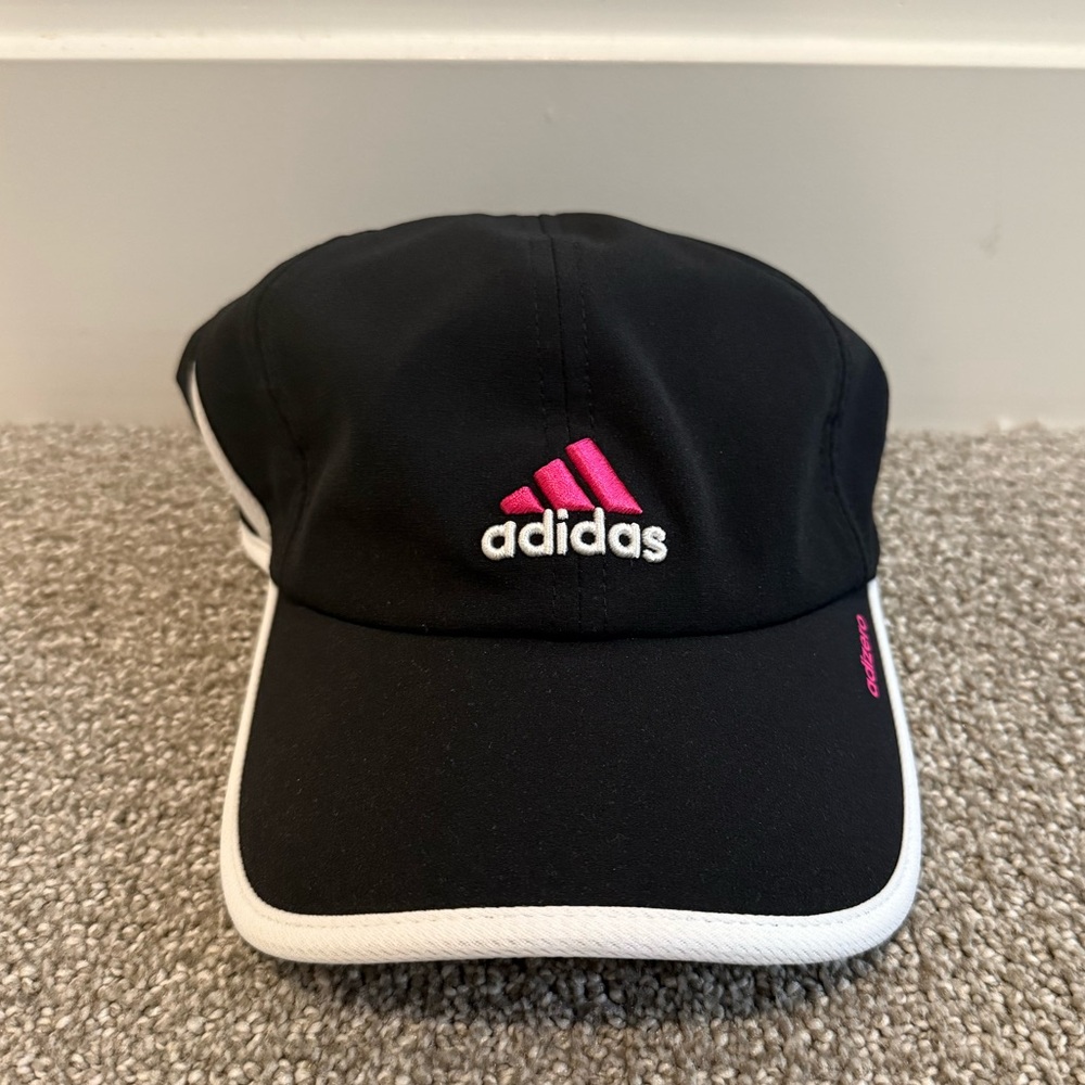 Adidas Black and Pink Hat with Embroidered Logo